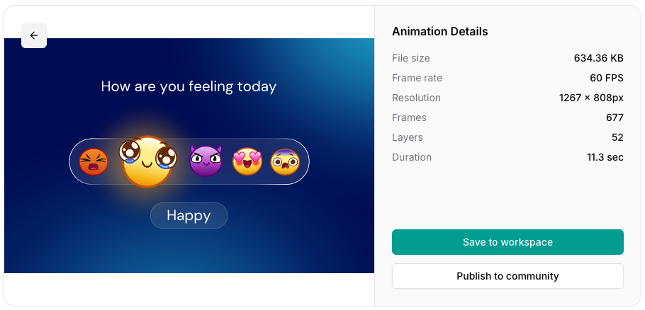 Preview player on the Lottie website